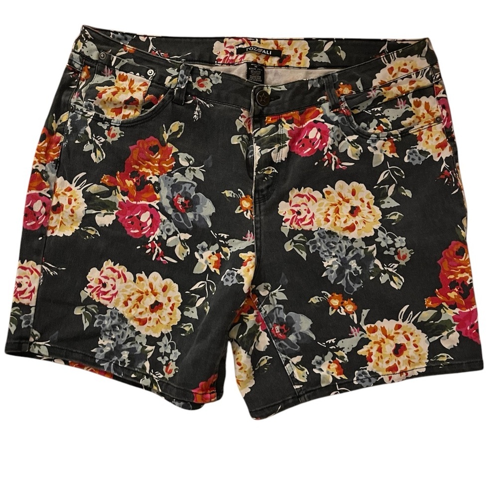 Floral Black Wash Denim Women's Shorts
